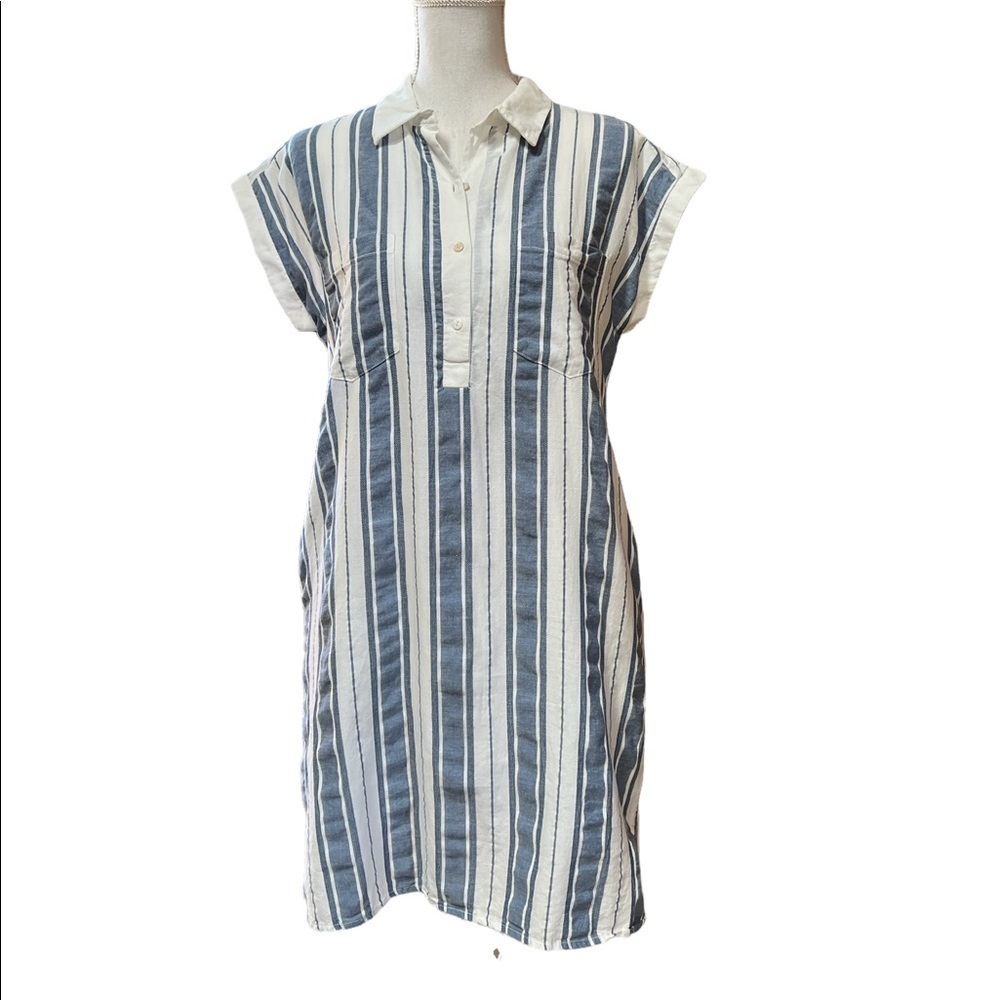 ELLISON WOMENS STRIPED SHIRT DRESS SIZE MEDIUM